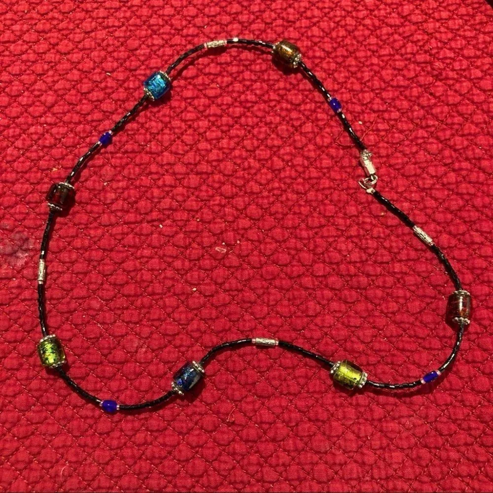 NECKLACE Drum Shaped Colourful Beads and Tiny Beads 22” Length
